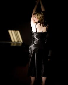 Busty Susan with bound hands