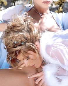 Classy dyke ladies Adajja and Kristal Summers take their gowns off and fuck outdoors