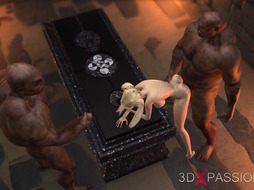 Orcs Nail Rock-Hard Teenie Gal in The Dark Basement