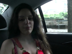 French whore in crimson is deepthroating trunk in the truck and in the nature, before getting analed