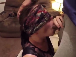 Eyes Covered boner deep-throater is providing a head to a fellow she enjoys and hoping to get pounded