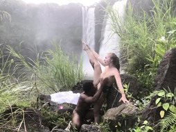 Splendid Milky Woman Gets Blacked By Waterfall