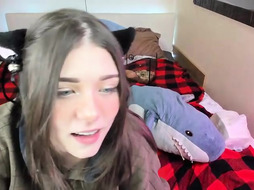 Blue- spotted nymph is gargling a thick, faux chisel and romping her taut gash with it