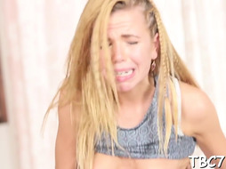 Beating platinum-blonde sweetheart gets packed up to an brim