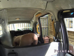 enormous boobs beauty gags in faux cab