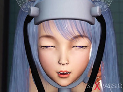 Lovely Chinese colegge woman and drilling machine