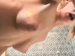 Ponytailed ginger-haired is prepped to sate a gang of mischievous dudes, with her voluptuous lips