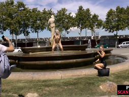 Blonde euroslut having outdoor sex and gives head