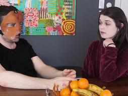 Fetish babe chatting behind the scenes