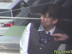 Goldenshower lady peeing outdoors