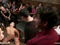 Asian made to deep throat in public