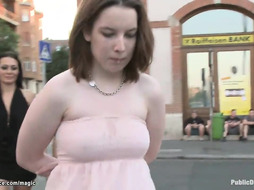 Pallid Brit marionette public abjected (Sandra Romain, James Deen, Crystal Sparx, Sir James)