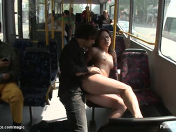 Sexy babe fucked in bus and park
