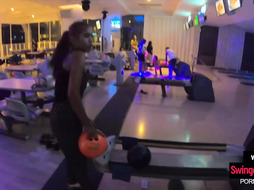 Amateur teen couple bowling and blowjob