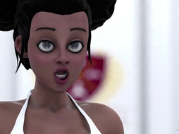 3D Ebony Schoolgirls Locker Room Fuck