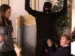 Smallcock dude jerked off by CFNM police mature and babes