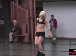 Sub Latina outdoor whipped in public by her kinky domina