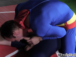 Cosplay bottom barebacked n facialized by dominant wrestler