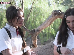 College lez babes tribbing in duo after licking n fingering