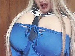 Sexy sailor showing tits giving titjob