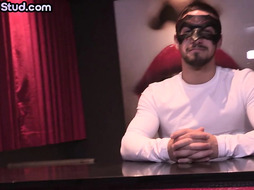 Masked muscled and tattooed stud jerks cock till cumshot end