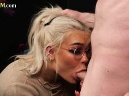 CFNM office amateur babe sucks n jerks dick 4 better salary