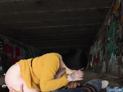 Pickedup big titted MILF fucked in hairy pussy in POV