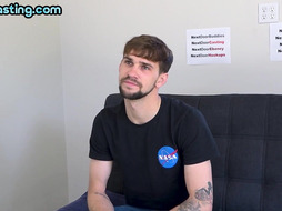 Inked amateur handsome jock jerks hard dick on solo casting