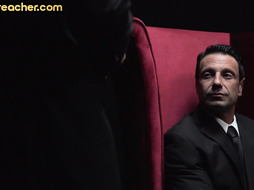 Amateur stud jerked off till precum by nasty preacher