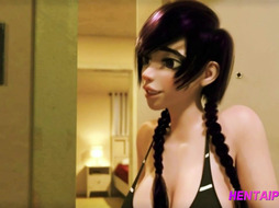 3D Shemale FUTANARI on Busty Female Animation