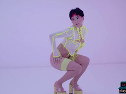 Neon lingerie looks hot on latina MILF