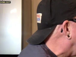 Gloryhole BJ gaydaddy gets fucked by black cock in closeup