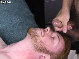 Ginger stud 1st time sucked and facial jizzed by gayboy