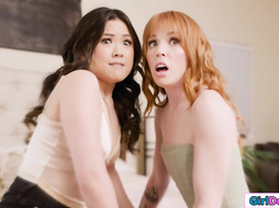 Babe joins her wife and squirting asian