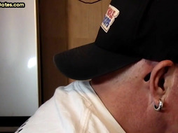 Homemade gloryhole DILF sucks cock in BJ and HJ closeup