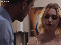 Stepdad fucks lusty stepdaughter in wet shaved pussy hole