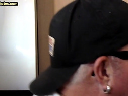Gloryhole gay loves sucking stiff cock while stroking it