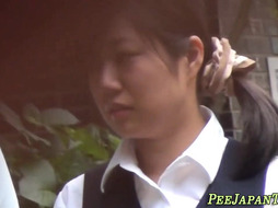 Japanese lady urinating outdoors