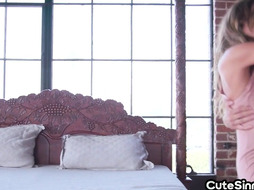 Dirty petite lady loves fucking hard in tight pussy hole