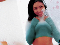 Petite Asian MILF doing yoga and strips