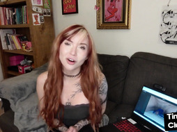 SPH solo babe with coloredhair talks dirty about small dicks