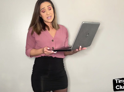 SPH femdom babe talking dirty about small rods in solo video