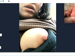 Horny brunette showing me erect nipples