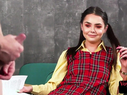 21yo voyeur in college uniform teases professor wanker