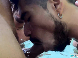 Dan whips out his cock for Angel and Eman