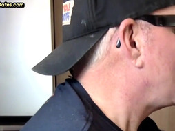 Old IR gloryhole gay fucked after BJ in homemade closeup