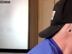 Gloryhole amateur DILF sucks cock at home in private closeup