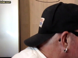 BJ gloryhole amateur DILF sucks BFs cock in homemade video