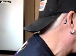 Mature gloryhole BJ gay sucks cock in homemade closeup