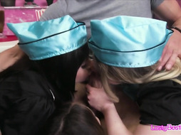 Waitresses serving milkshake and pussy